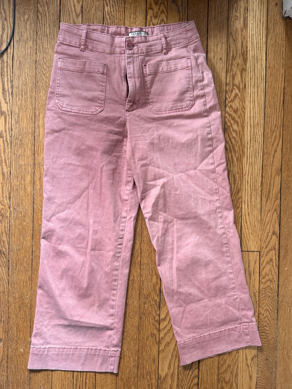 bagatelle Rose-Pink Cropped Wide-Leg Pants - Size 6